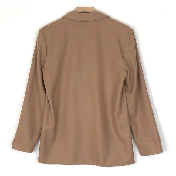 VTG BARONESA Wool Blend Blazer Women’s Sz 6 (40") Camel Tan Lined Pockets USA - Picture 2 of 16
